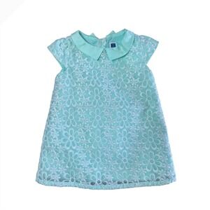 Janie and Jack Mint Green Floral Eyelet Dress with Diaper Cover 12-18 Months new